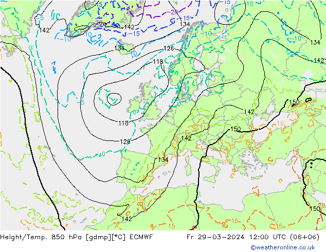 Z500/Rain (+SLP)/Z850 ECMWF пт 29.03.2024 12 UTC