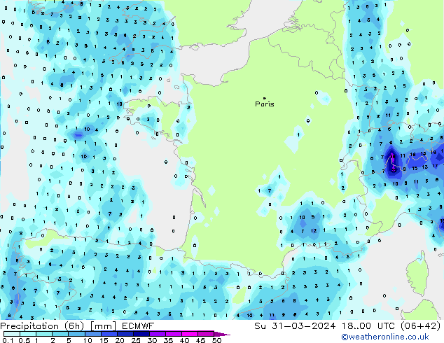 Z500/Rain (+SLP)/Z850 ECMWF So 31.03.2024 00 UTC