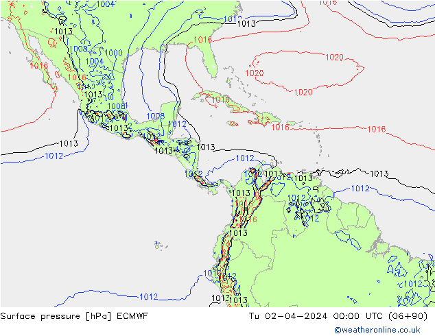 pressão do solo ECMWF Ter 02.04.2024 00 UTC