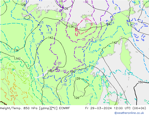 Z500/Rain (+SLP)/Z850 ECMWF Fr 29.03.2024 12 UTC