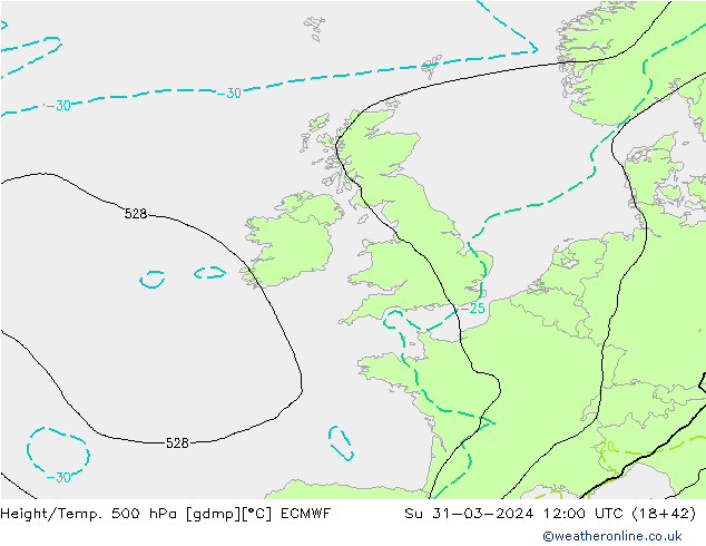 Z500/Rain (+SLP)/Z850 ECMWF Su 31.03.2024 12 UTC