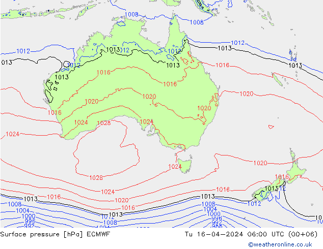 Surface pressure ECMWF Tu 16.04.2024 06 UTC