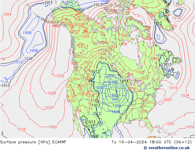 Bodendruck ECMWF Di 16.04.2024 18 UTC