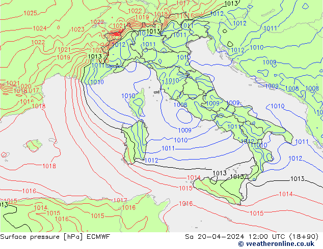 Atmosférický tlak ECMWF So 20.04.2024 12 UTC
