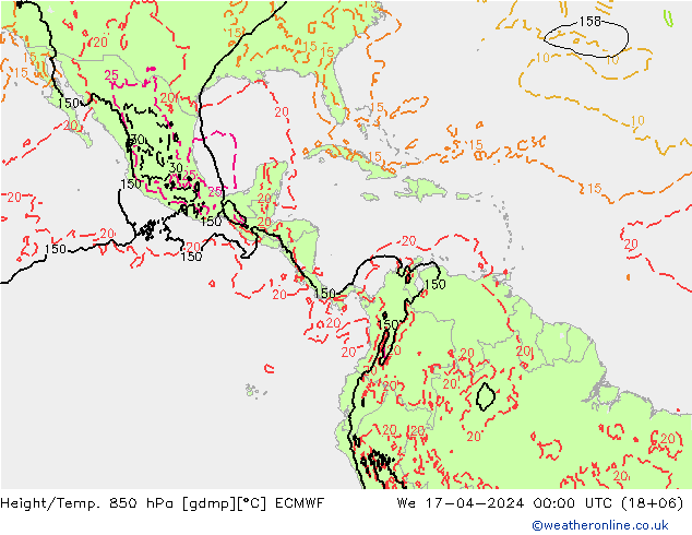 Z500/Rain (+SLP)/Z850 ECMWF We 17.04.2024 00 UTC
