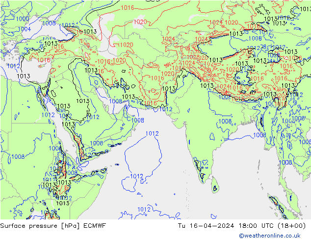pression de l'air ECMWF mar 16.04.2024 18 UTC