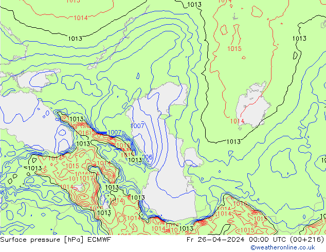 pression de l'air ECMWF ven 26.04.2024 00 UTC