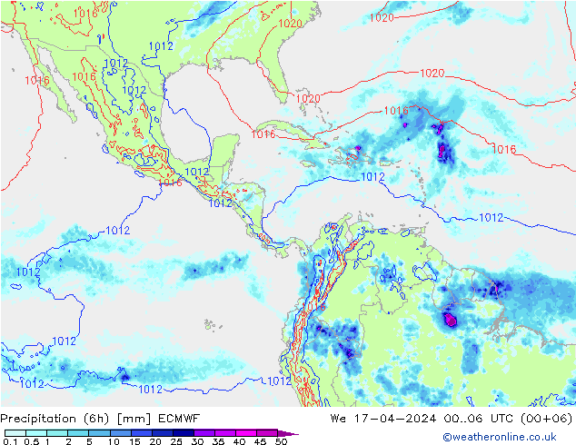 Z500/Rain (+SLP)/Z850 ECMWF We 17.04.2024 06 UTC