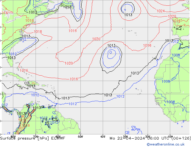 Surface pressure ECMWF Mo 22.04.2024 06 UTC