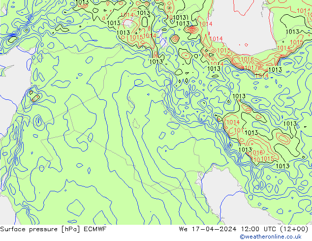 Surface pressure ECMWF We 17.04.2024 12 UTC