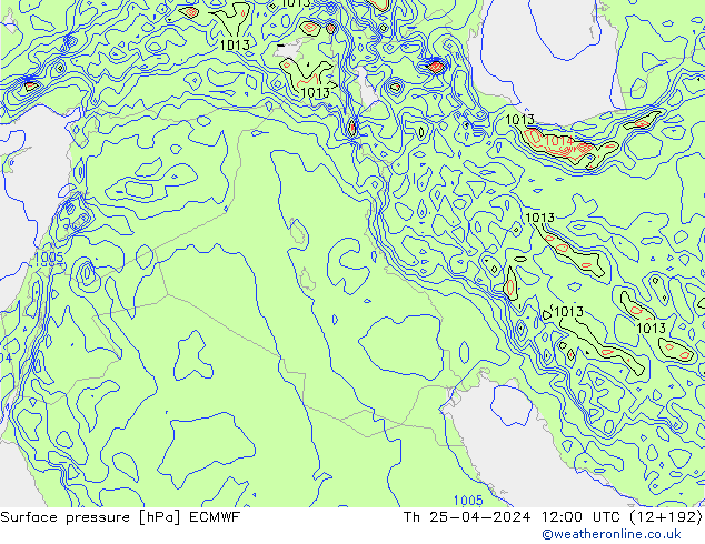 ciśnienie ECMWF czw. 25.04.2024 12 UTC
