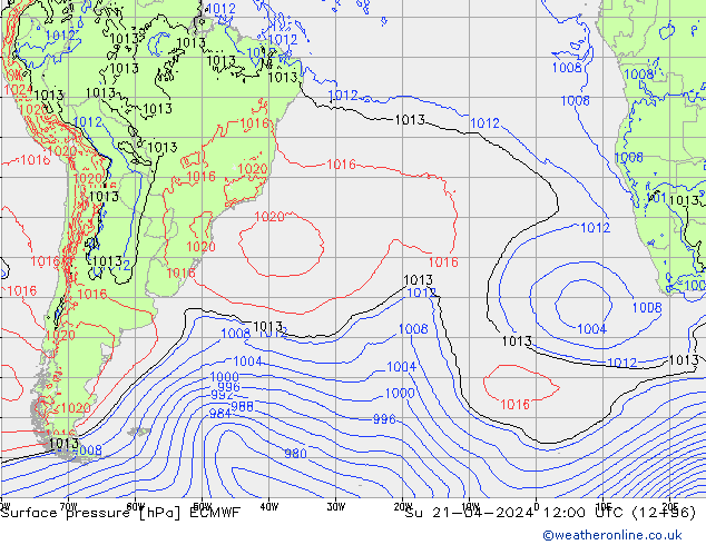 pressão do solo ECMWF Dom 21.04.2024 12 UTC