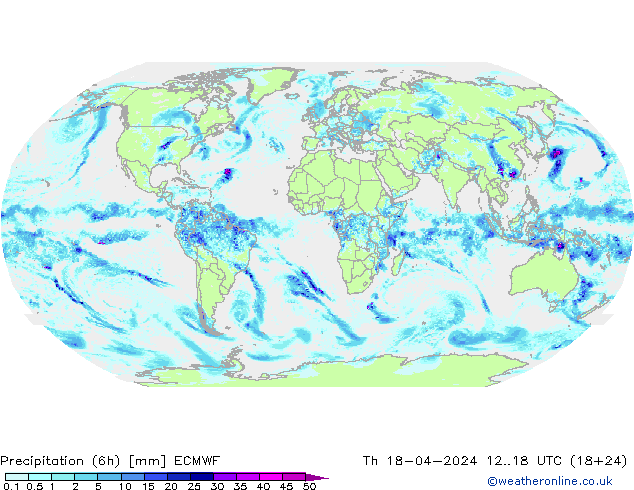 Z500/Rain (+SLP)/Z850 ECMWF чт 18.04.2024 18 UTC