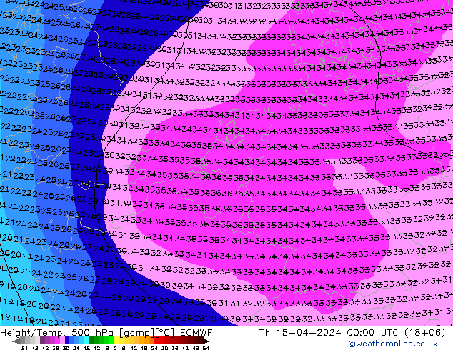 Z500/Rain (+SLP)/Z850 ECMWF Do 18.04.2024 00 UTC