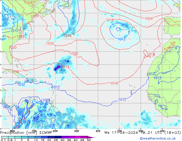 Precipitación ECMWF mié 17.04.2024 21 UTC