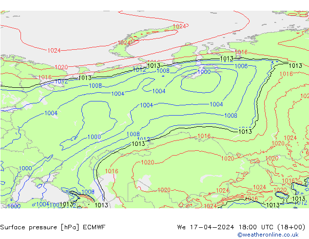 ciśnienie ECMWF śro. 17.04.2024 18 UTC