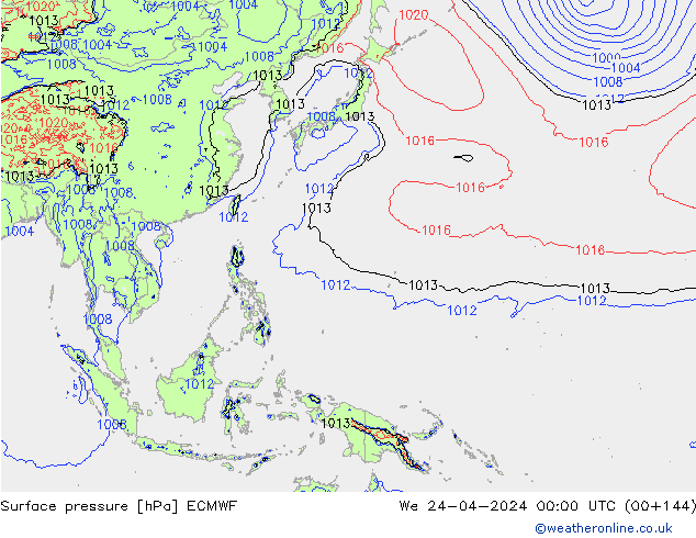 приземное давление ECMWF ср 24.04.2024 00 UTC