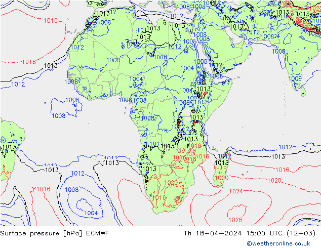 Surface pressure ECMWF Th 18.04.2024 15 UTC