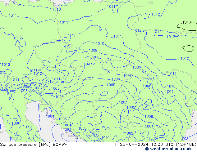 Surface pressure ECMWF Th 25.04.2024 12 UTC