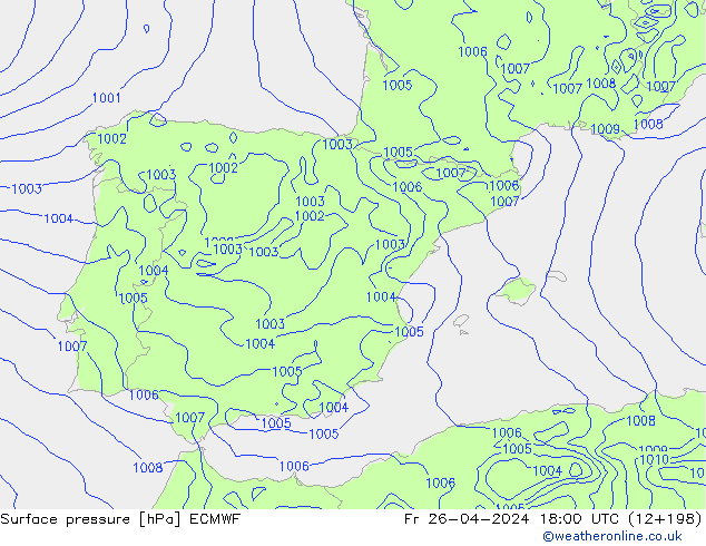 Yer basıncı ECMWF Cu 26.04.2024 18 UTC