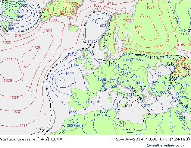 ciśnienie ECMWF pt. 26.04.2024 18 UTC