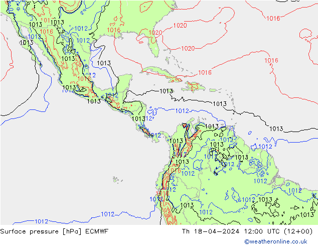 приземное давление ECMWF чт 18.04.2024 12 UTC
