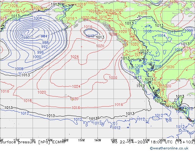Yer basıncı ECMWF Pzt 22.04.2024 18 UTC