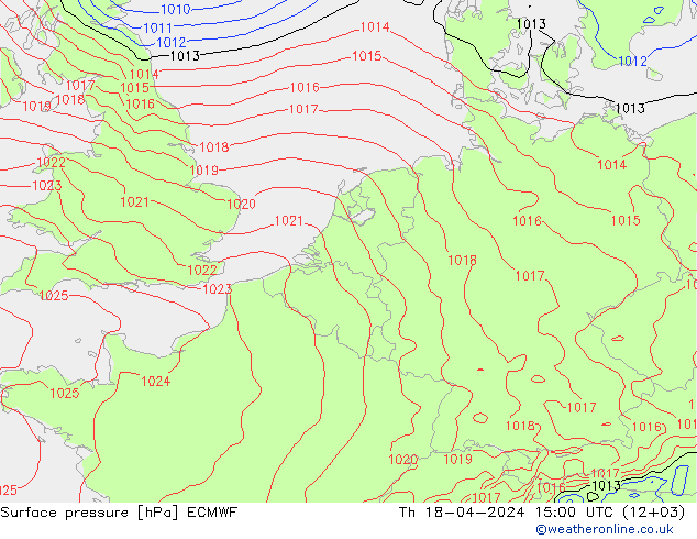 Bodendruck ECMWF Do 18.04.2024 15 UTC