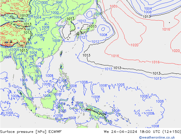 Pressione al suolo ECMWF mer 24.04.2024 18 UTC