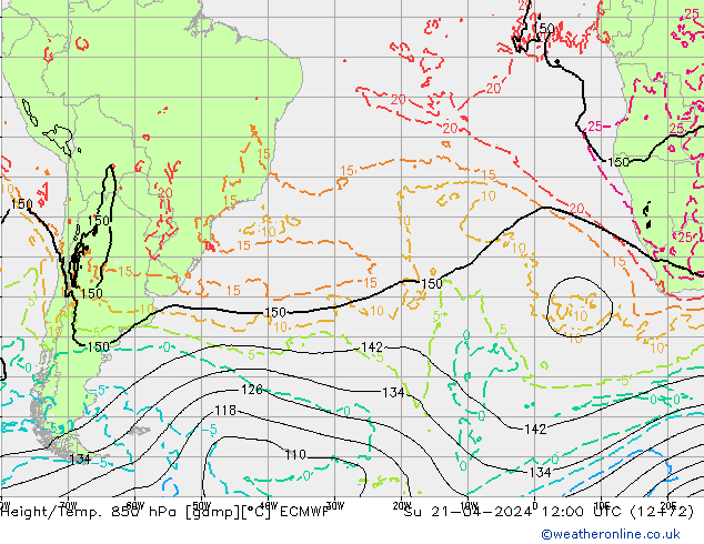 Z500/Rain (+SLP)/Z850 ECMWF Su 21.04.2024 12 UTC