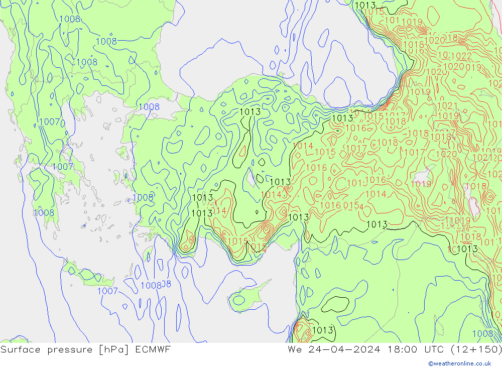 Bodendruck ECMWF Mi 24.04.2024 18 UTC