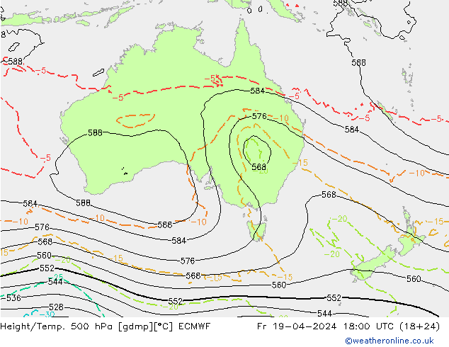 Height/Temp. 500 hPa ECMWF pt. 19.04.2024 18 UTC