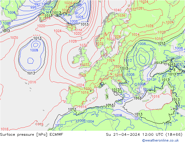 Bodendruck ECMWF So 21.04.2024 12 UTC