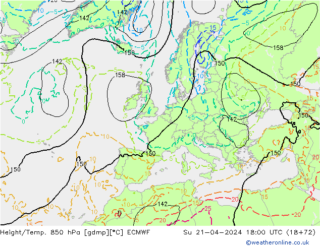 Z500/Rain (+SLP)/Z850 ECMWF Su 21.04.2024 18 UTC