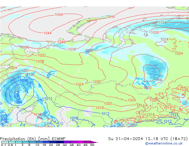 Z500/Rain (+SLP)/Z850 ECMWF Su 21.04.2024 18 UTC