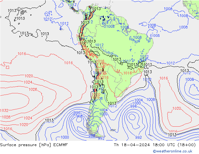 Bodendruck ECMWF Do 18.04.2024 18 UTC