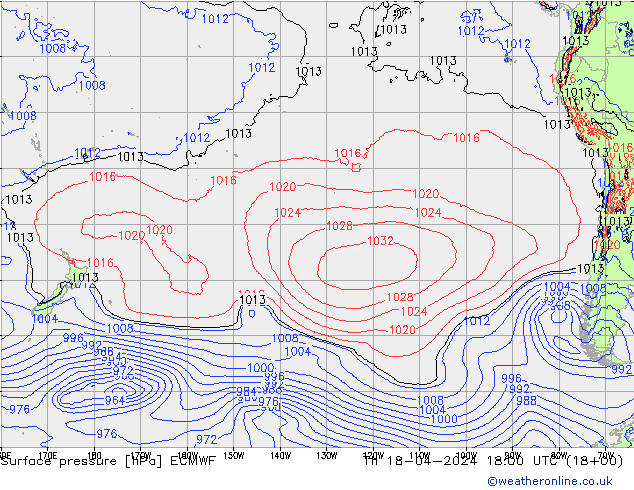 Surface pressure ECMWF Th 18.04.2024 18 UTC