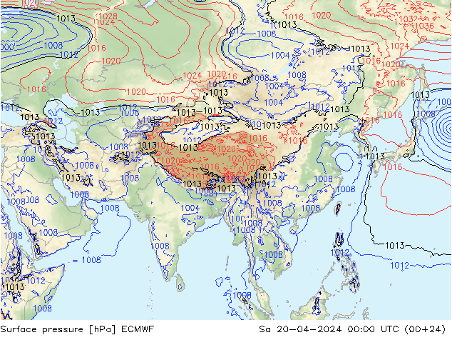 Luchtdruk (Grond) ECMWF za 20.04.2024 00 UTC