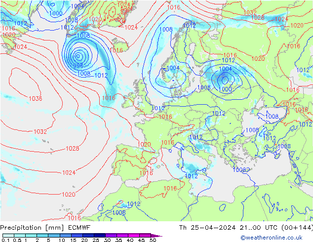 Niederschlag ECMWF Do 25.04.2024 00 UTC