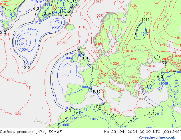 Bodendruck ECMWF Mo 29.04.2024 00 UTC