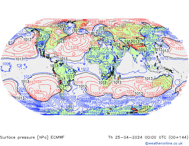 Luchtdruk (Grond) ECMWF do 25.04.2024 00 UTC