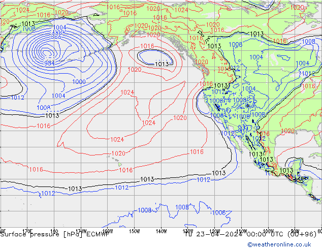 Presión superficial ECMWF mar 23.04.2024 00 UTC
