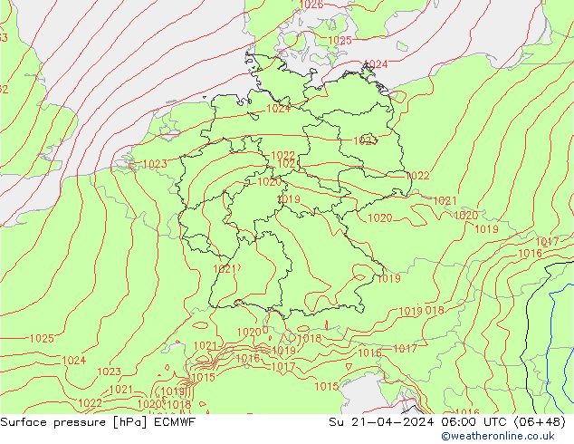 Bodendruck ECMWF So 21.04.2024 06 UTC