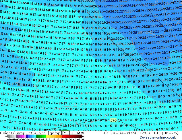 Z500/Rain (+SLP)/Z850 ECMWF vie 19.04.2024 12 UTC