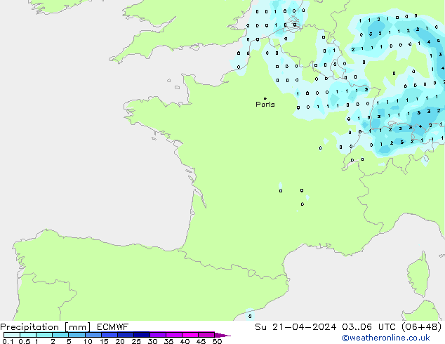 Niederschlag ECMWF So 21.04.2024 06 UTC