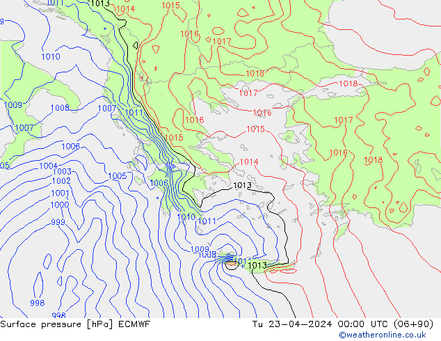 приземное давление ECMWF вт 23.04.2024 00 UTC