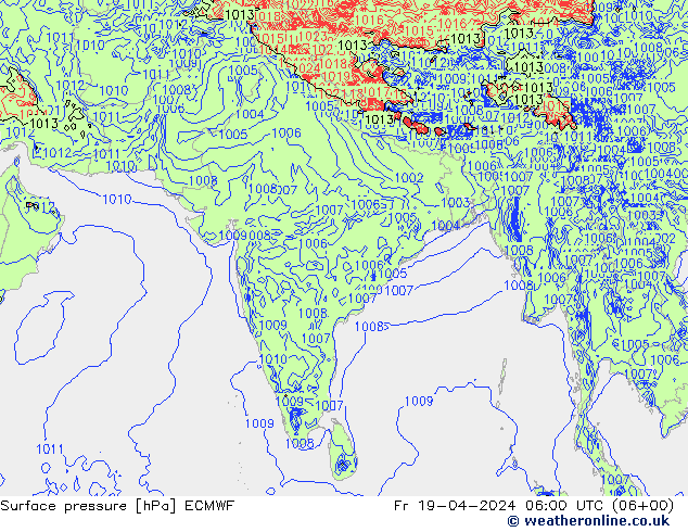 Surface pressure ECMWF Fr 19.04.2024 06 UTC