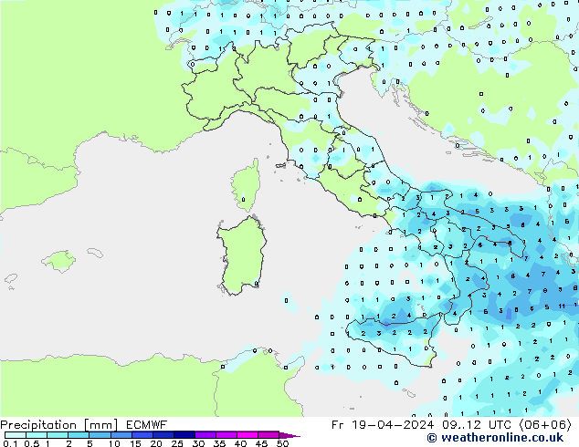 Precipitation ECMWF Fr 19.04.2024 12 UTC