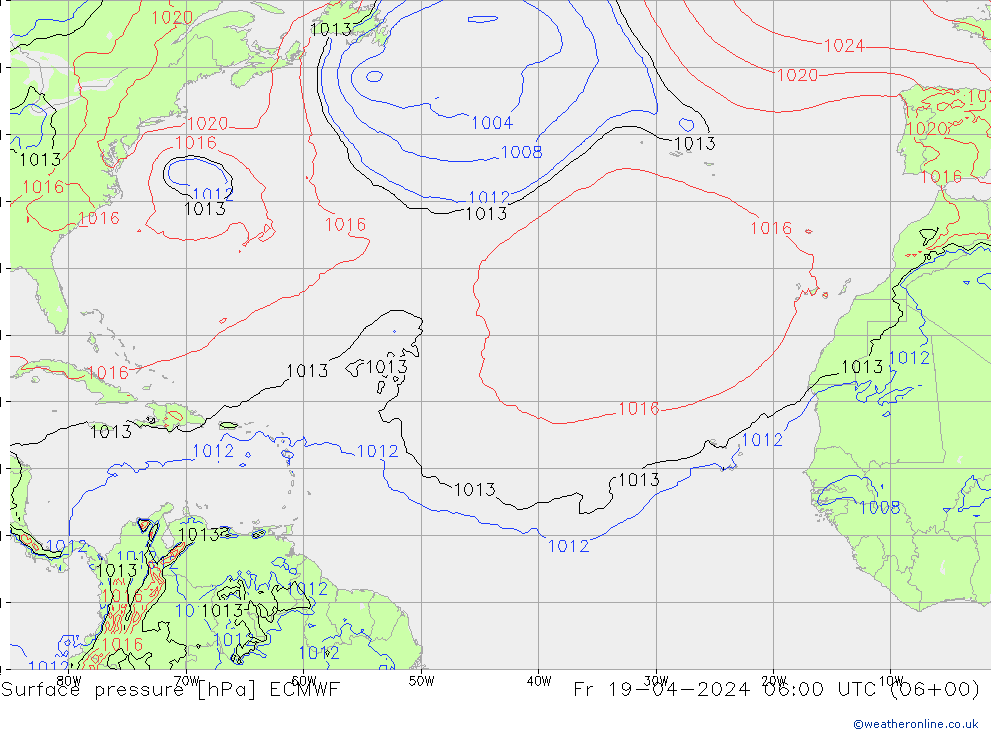 Yer basıncı ECMWF Cu 19.04.2024 06 UTC