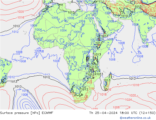 приземное давление ECMWF чт 25.04.2024 18 UTC